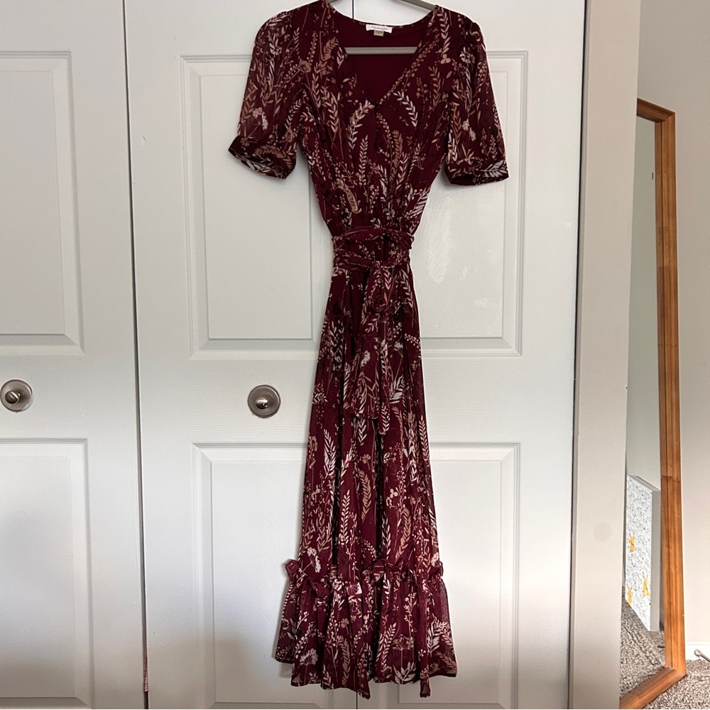 Calvin Klein Burgundy Floral Maxi Dress